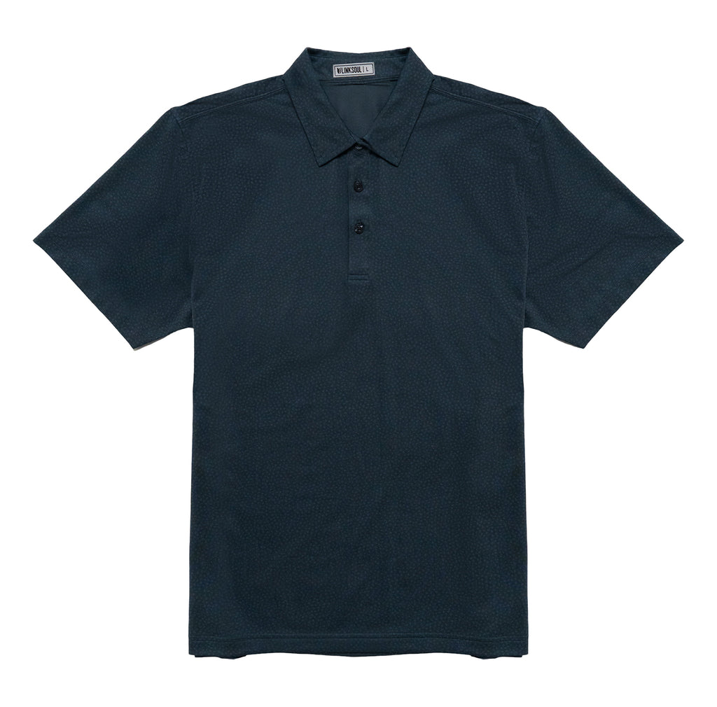 Printed Tremont Polo | Dot Pox Midnight / Steel Blue | LINKSOUL