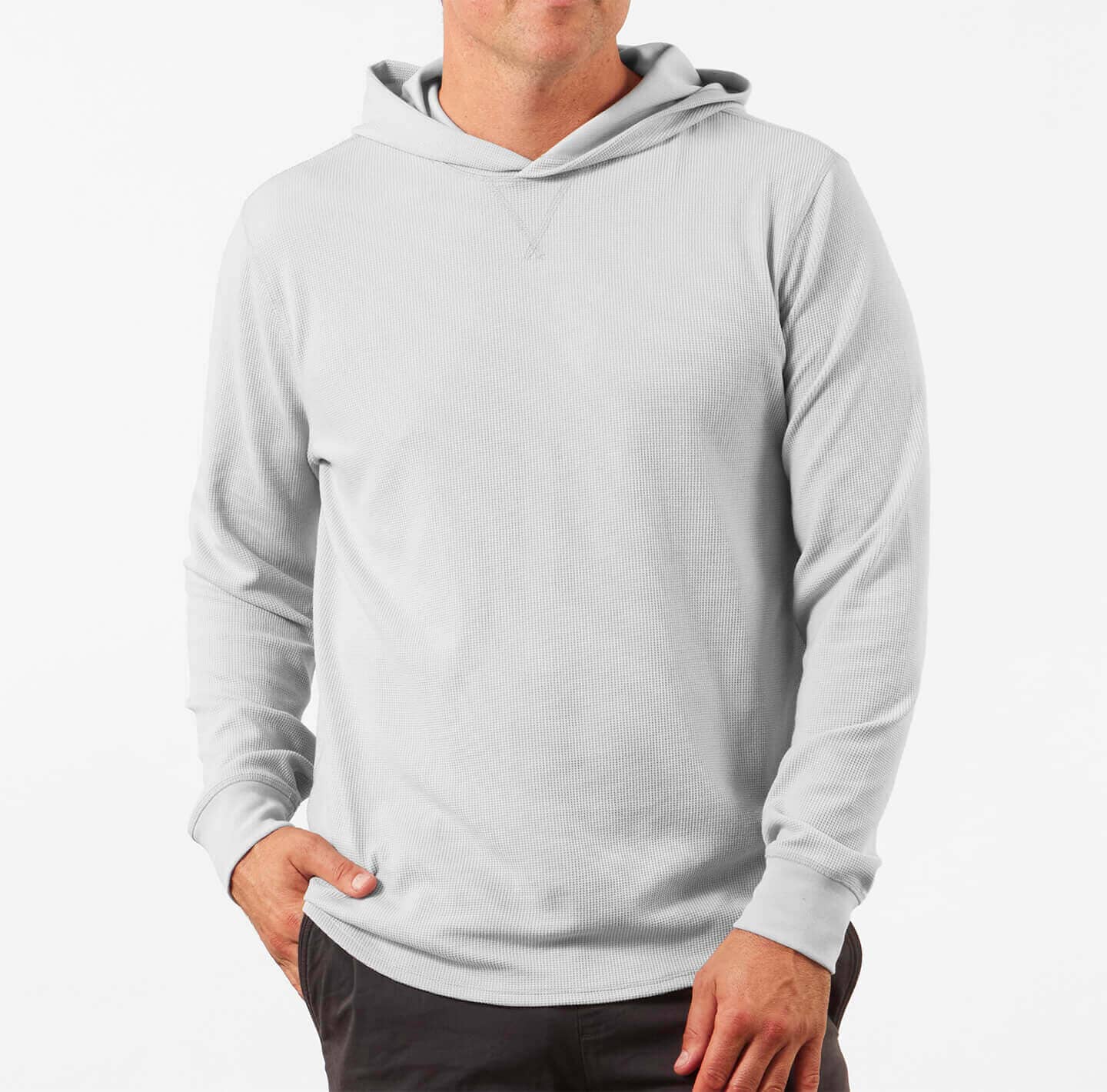 Slow waffle プルオーバー long-sleeve tee in waffle-knit cotton stretch in WASHED BLUE