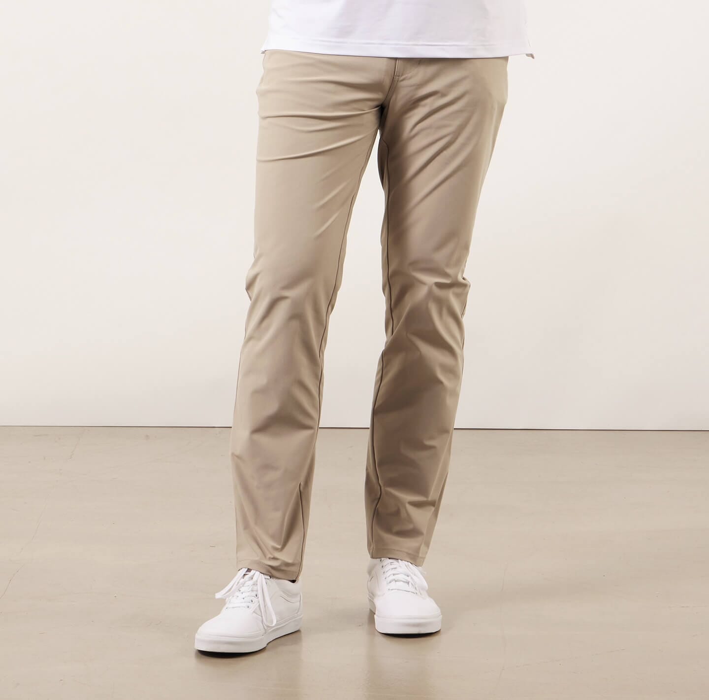 model showing front of the Around The Clock Pants in Khaki